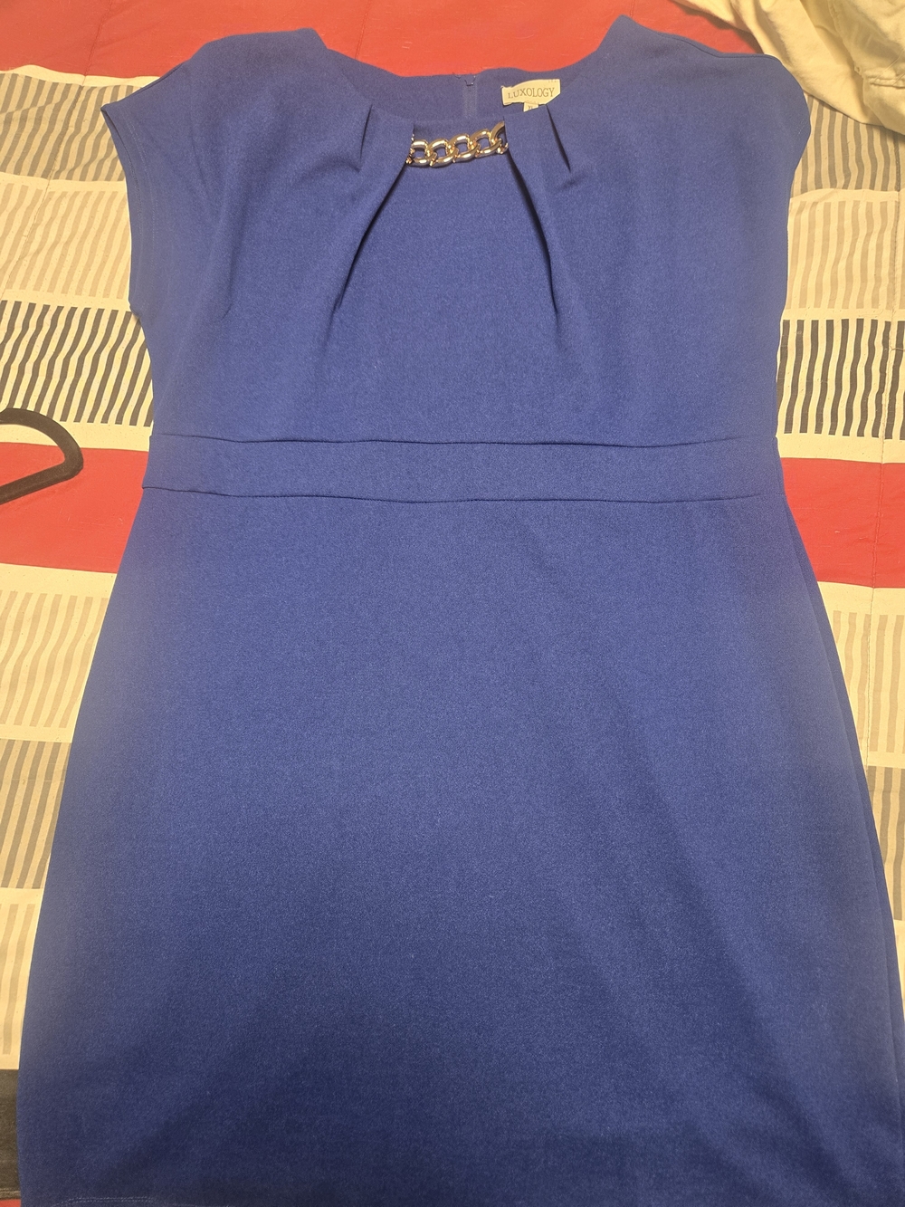 Luxology Women's Cobalt Blue Chain-Detail Sheath Mini Dress